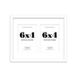 10X8 Inch 2 Opening Photo Collage Frame, Display Two 6X4 Inch Photos, Multi Aperture Family Picture Frame, White - thumbnail 2