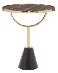 Orsina Oria Black Glass Black Marble Base Side Table - thumbnail 2