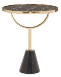 Orsina Oria Black Glass Black Marble Base Side Table - thumbnail 1