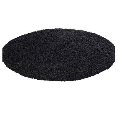 Abaseen 120Cm Black Thick Pile Soft Shaggy Modern Circluar Rug - image 1