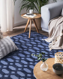 Beliani Rug Cizre Navy Blue 160 X 230 Cm Viscose - thumbnail 2