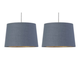 First Choice Lighting Set Of 2 Zoey - Dark Grey With Gold Easy Fit Pendant Or Lamp Shades - thumbnail 1