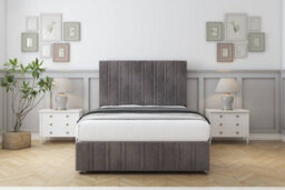"Sloomy Langston Slate Naples Divan Bed 2 Drawers Left Side-26"" Strutted Headboard 12"" Footboard 6' Super King" - thumbnail 2