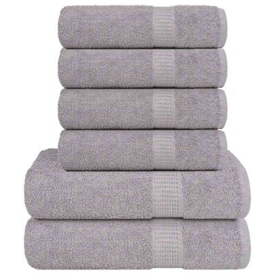 Berkfield 6 Piece Towel Set Grey 360 Gsm 100% Cotton - image 1