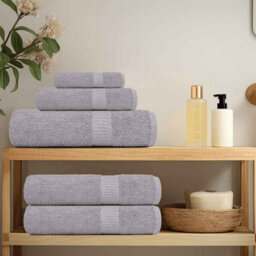 Berkfield 6 Piece Towel Set Grey 360 Gsm 100% Cotton - thumbnail 3