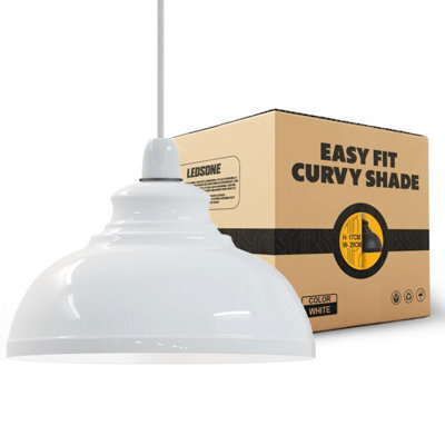 White Metal Easy Fit Ceiling Lamp Shade (D)29Cm Pendant Hanging Light Shade - image 1