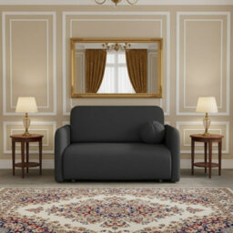 Viva Sun Ii Sofa Bed With Sleeping Function And Bedding Storage Metal Legs Wooden Frame 130X103X85Cm Black - thumbnail 1