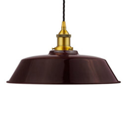 Burgundy Red Chancery Painted Dome Pendant Light With Antique Gold Lamp Holder And Black Twisted Cable - Se Home
