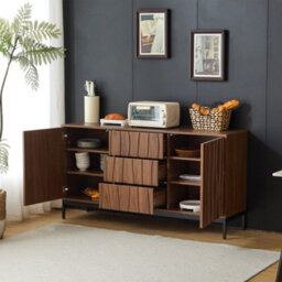Btm 150X40X80Cm Dark Oak Sideboard, 3 Drawers, Large Storage Cabinet, Midcentury Design - thumbnail 3