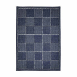 Melrose County Flatweave Navy Check Design Indoor Non-Slip Large Area Rug 160/225Cm - thumbnail 6