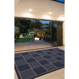 Melrose County Flatweave Navy Check Design Indoor Non-Slip Large Area Rug 160/225Cm - thumbnail 3