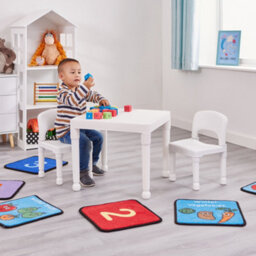 Liberty House Toys Kid's White Plastic Table And 2 Chair Set - thumbnail 1