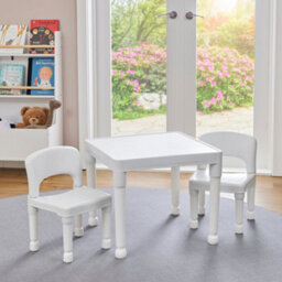 Liberty House Toys Kid's White Plastic Table And 2 Chair Set - thumbnail 2