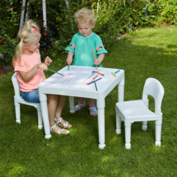 Liberty House Toys Kid's White Plastic Table And 2 Chair Set - thumbnail 3
