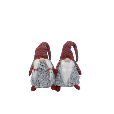 Christmas Decoration - Gonk Set Short Standing Lady & Gent Grey - image 1