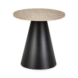 Oakham Torrance Modern Travertine Effect Coffee And Lamp Table Set In Travertine Effect And Black - thumbnail 3