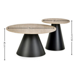 Oakham Torrance Modern Travertine Effect Coffee And Lamp Table Set In Travertine Effect And Black - thumbnail 9