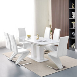 Furniture in Fashion Genisimo Small Gloss Extending Dining Table 6 Demi Z White Chairs - thumbnail 1