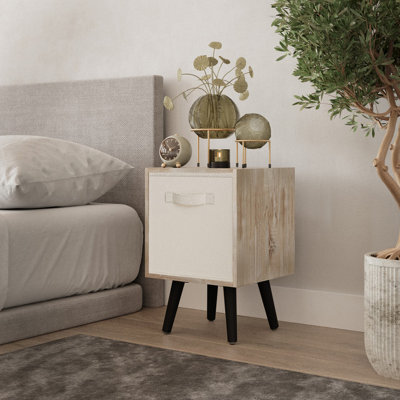 Urbn-Living Urbnliving 51Cm Height Antique Oak Wooden Cube Storage Bookcase Cream Inserts Scandinavian Black Legs - image 1