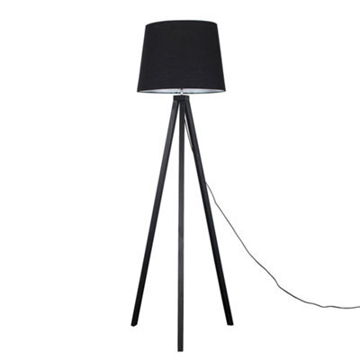 Valuelights Barbro Black Tripod Floor Lamp With Tapered Shade And Bulb - image 1