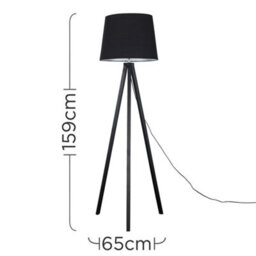 Valuelights Barbro Black Tripod Floor Lamp With Tapered Shade And Bulb - thumbnail 6