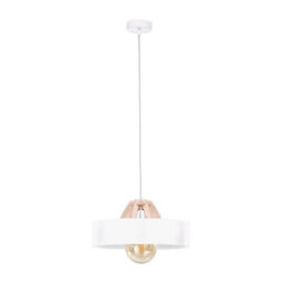Luminosa Lighting Luminosa Bossi Dome Pendant Ceiling Light Wood Natural, White, 30Cm, 1X E27