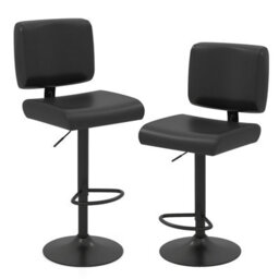 Gainoom Bar Stools Set Of 2 Swivel Bar Chairs With Adjustable Height-Black - thumbnail 1