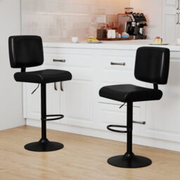 Gainoom Bar Stools Set Of 2 Swivel Bar Chairs With Adjustable Height-Black - thumbnail 8