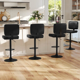 Gainoom Bar Stools Set Of 2 Swivel Bar Chairs With Adjustable Height-Black - thumbnail 9