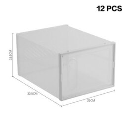 Darphe White 12-Piece Plastic Folding Shoe Box Storage Box - thumbnail 9