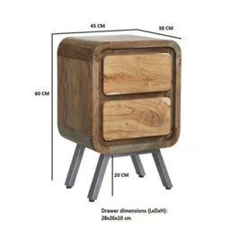 Wyld Haus Los Angeles Reclaimed Wood & Metal 2-Drawer Bedside Table - thumbnail 4