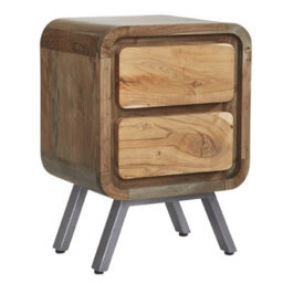 Wyld Haus Los Angeles Reclaimed Wood & Metal 2-Drawer Bedside Table - thumbnail 3
