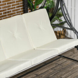 Outsunny 3 Seater Canopy Swing Chair Porch Hammock Bed Rocking Bench Cream White - thumbnail 8