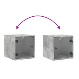 Berkfield Bedside Cabinet With Glass Door Concrete Grey 35X37X35 Cm - thumbnail 9
