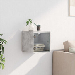 Berkfield Bedside Cabinet With Glass Door Concrete Grey 35X37X35 Cm - thumbnail 3