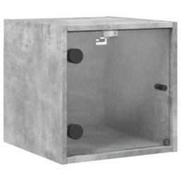 Berkfield Bedside Cabinet With Glass Door Concrete Grey 35X37X35 Cm - thumbnail 2