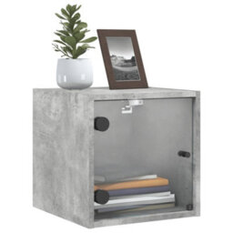 Berkfield Bedside Cabinet With Glass Door Concrete Grey 35X37X35 Cm - thumbnail 4