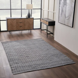 Pacific Lifestyle Indoor Outdoor Grey Double Stitch Design Rug Large - thumbnail 1