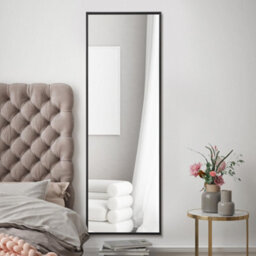 "Mirroroutlet Artus - Black Aluminium Edged Wall Leaner Mirror 47"" X 16"" (120Cm X 40Cm)"