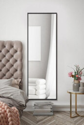 "Mirroroutlet Artus - Black Aluminium Edged Wall Leaner Mirror 47"" X 16"" (120Cm X 40Cm)" - thumbnail 2