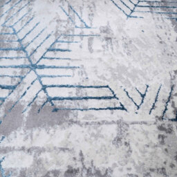 Loomed Blue Grey Distressed Abstract Metallic Geometric Living Area Rug 160X230Cm - thumbnail 3