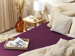 Beliani Fitted Sheet Janbu Cotton 200 X 200 Cm Burgundy - thumbnail 2