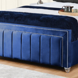 UKBEDFURNITURE Fiona Blue Plush Valvet Upholstered Gas Lift Ottoman Storage Bed -  With 48 Inch Headboard - thumbnail 3