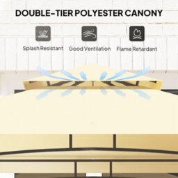 Outsunny 8' X 5' Grill Gazebo, Double Tiered Outdoor Bbq Shelter, Beige - thumbnail 4