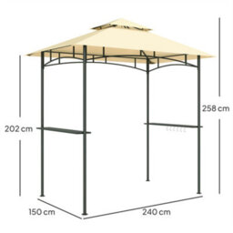 Outsunny 8' X 5' Grill Gazebo, Double Tiered Outdoor Bbq Shelter, Beige - thumbnail 3