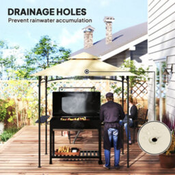 Outsunny 8' X 5' Grill Gazebo, Double Tiered Outdoor Bbq Shelter, Beige - thumbnail 5