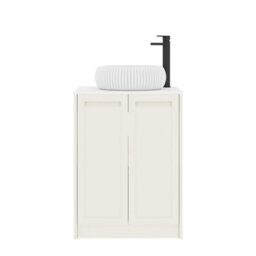 Royal Bathrooms Royal Bathroom Elmore 600mm Classic White Freestanding Bathroom Vanity Unit 2 Door Plain White Worktop With Milan Basin - thumbnail 7
