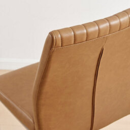 Furniturebox Uk Lorenzo 2X  Tan Faux Leather & Silver Leg Counter Stools - thumbnail 7