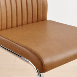 Furniturebox Uk Lorenzo 2X  Tan Faux Leather & Silver Leg Counter Stools - thumbnail 6