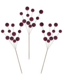 Werchristmas Purple Velvet Bauble Pick, 70 Cm - thumbnail 1